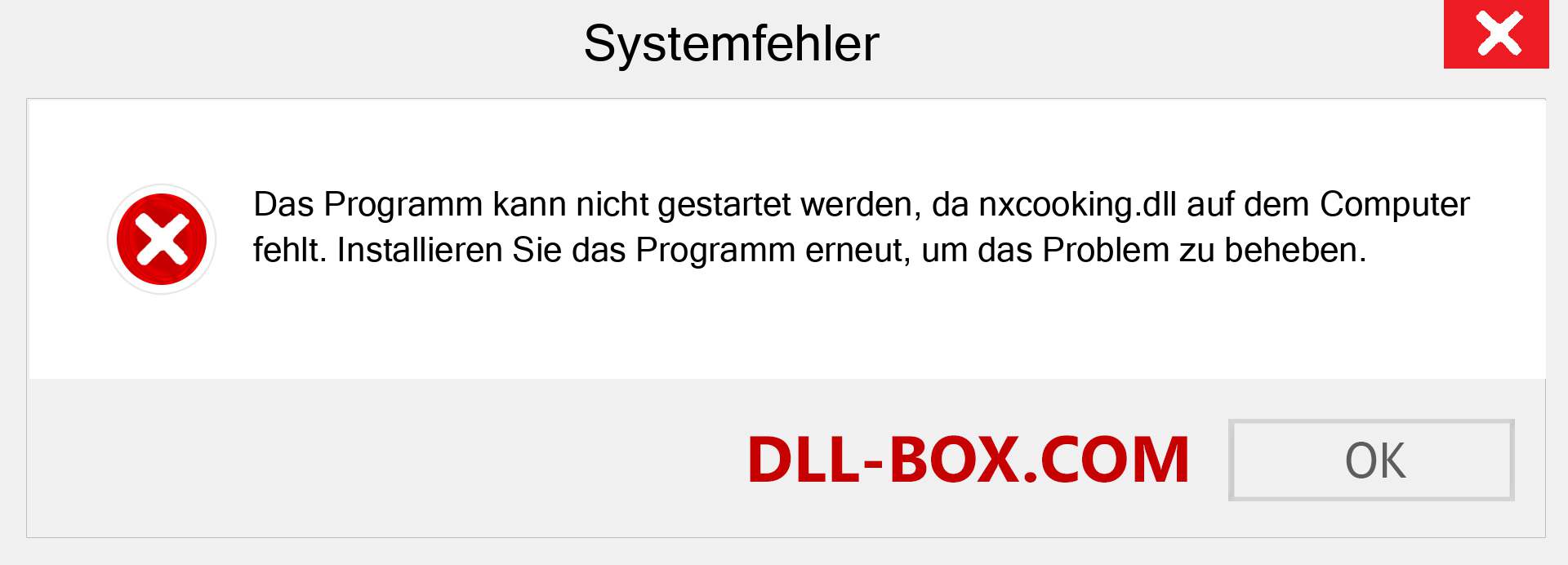 nxcooking.dll-Datei fehlt?. Download für Windows 7, 8, 10 - Fix nxcooking dll Missing Error unter Windows, Fotos, Bildern